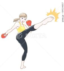 1girl artist_request boxing_gloves feet tagme tank_top watermark