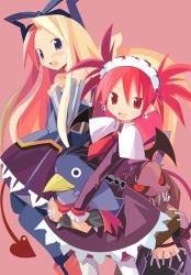 Rule 34 | 2girls, archer (disgaea), archer (disgaea) (cosplay), bad deviantart id, bad id, brawler (disgaea), cosplay, derivative work, disgaea, etna (disgaea), flonne, halloween, highres, laharl, mage (disgaea), makai senki disgaea 2, multiple girls, pantyhose, prinny, skull (disgaea), skull (disgaea) (cosplay), vector trace, yamamoto keiji