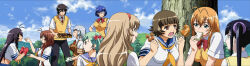 00s absurdres breasts chouhi_ekitoku chouun_shiryuu highres ikkitousen ikkitousen_great_guardians kan&#039;u_unchou large_breasts long_hair midriff ryomou_shimei ryuubi_gentoku shokatsuryou_koumei sonken_chuubou sonsaku_hakufu stitched third-party_edit
