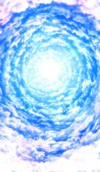 blue_background blue_sky blue_theme cloud cloudy_sky commentary fate/grand_order fate_(series) lasengle light_rays no_humans official_art sky sun third-party_source