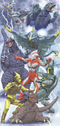 Rule 34 | 2boys, absurdres, alien, antennae, baragon (godzilla), beak, bemstar, blue fire, brown eyes, chest jewel, claws, cloud, colored fire, crossover, cyborg, daiei motion picture, dinosaur, electricity, energy, exhaust, finger missile, fire, flying, frankenstein vs. baragon, gamera, gamera (series), gamera vs. barugon, gem on head, giant, giant monster, giant robot, glowing, glowing eyes, godzilla, godzilla (series), godzilla vs. mechagodzilla, highres, horns, igunuk, kaijin, kaiju, king kong (series), king kong vs. godzilla, lightning, mecha, mechagodzilla, melos (ultra series), missile, monster, multiple boys, multiple crossover, open mouth, p-productions, return of ultraman, robot, seijin, shadow, sharp teeth, single horn, smoke, spectreman, spectreman (character), spikes, steam, stinger, superhero costume, tail, teeth, the ultraman (manga), toe missile, toho, tongue, tsuburaya productions, turtle, turtle shell, tusks, ultra series, ultraman (1st series), wings, yellow eyes, zetton