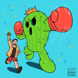 Rule 34 | boxing gloves, cactus, digimon, digimon (creature), highres, plant, spines, togemon