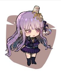 1girl :o black_gloves black_ribbon braid collared_shirt danganronpa:_trigger_happy_havoc danganronpa_(series) gloves hair_ribbon highres jacket kirigiri_kyoko long_hair long_sleeves necktie open_clothes open_jacket pink_hair purple_hair ribbon shirt side_braid skirt solo white_shirt youko-shima