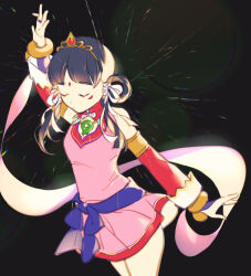 1girl ace_attorney baronet black_background black_hair closed_eyes dress magatama phoenix_wright:_ace_attorney_-_spirit_of_justice pink_dress rayfa_padma_khura&#039;in
