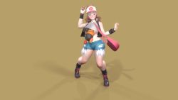 1girl 3d animated ass bag baseball_cap black_vest blue_eyes breasts brown_hair creatures_(company) cutoffs denim denim_shorts game_freak gen_5_pokemon hat highres hilda_(pokemon) holding holding_poke_ball large_breasts long_hair looking_down navel nintendo panties panty_peek pink_panties poke_ball poke_ball_(basic) poke_ball_print pokemon pokemon_(creature) pokemon_bw ponytail shirt short_shorts shorts shoulder_bag sidelocks sleeveless sleeveless_shirt standing tagme tepig underwear usukeninja vest video white_headwear white_shirt wristband