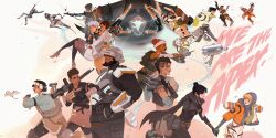 6+boys 6+girls ^_^ a-13_sentry absurdres android apex_legends armor ash_(titanfall_2) assault_visor bangalore_(apex_legends) bat_(animal) beard belt black_bodysuit black_gloves black_hair black_jacket black_lips black_pants black_scarf blonde_hair blue_bodysuit blue_eyes blue_gloves blue_hair blue_jacket blue_leotard bodysuit boots braid breastplate brother_and_sister brown_belt brown_eyes brown_shirt cable carrying catalyst_(apex_legends) chinese_commentary closed_eyes cropped_jacket cropped_vest crossed_arms crypto_(apex_legends) d.o.c._health_drone dark-skinned_female dark-skinned_male dark_skin dongmianyuyu double_bun earrings echo_(apex_legends) eyeshadow facial_hair falling fingerless_gloves flying g7_scout gloves glowing green_vest grey_pants grey_tank_top gun hair_behind_ear hair_bun hand_in_pocket hands_on_own_hips headband helmet high_heel_boots high_heels highres holding holding_gun holding_hands holding_knife holding_stuffed_toy holding_sword holding_weapon hood hood_down hood_up hooded_bodysuit hooded_jacket hooded_leotard humanoid_robot jacket jetpack jewelry jumpsuit knee_pads knife leotard lifeline_(apex_legends) lightning_bolt_symbol loba_(apex_legends) long_hair long_shirt mad_maggie_(apex_legends) makeup mechanical_legs mirage_(apex_legends) multicolored_hair multiple_boys multiple_girls nessie_(respawn) newcastle_(apex_legends) non-humanoid_robot octane_(apex_legends) orange_bodysuit orange_gloves orange_jacket orange_jumpsuit over_shoulder pants parted_lips pathfinder_(apex_legends) pointing pouch princess_carry rampart_(apex_legends) red_eyeshadow red_hair robot running scarf seer_(apex_legends) sheila_(minigun) shirt short_hair shorts siblings simulacrum_(titanfall) single_hair_bun smile smoke streaked_hair stuffed_toy swinging sword tank_top thigh_boots twin_braids undercut valkyrie_(apex_legends) vantage_(apex_legends) vest wattson_(apex_legends) weapon weapon_over_shoulder white_background white_bodysuit white_headband white_jacket white_shorts hope&#039;s_dusk_(apex_legends) wraith_(apex_legends)