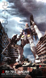 3d absurdres bazooka_(gundam) building character_name english_text gundam helmet highres machinery mecha mecha_focus michaellee4 military mobile_suit mobile_suit_gundam realistic redesign robot rx-78-2_gundam science_fiction shield signature soldier war window