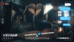 1boy 1girl absurdres age_difference bestiality camera_view dildo dog fake_phone_screenshot fake_screenshot high_heels heels_focus highres knotted_dildo recording second_life serevene sex_toy
