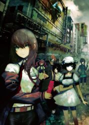 1boy 5girls absurdres akiha_rumiho akihabara_(tokyo) alternate_costume amane_suzuha animal_ear_hairband animal_ears apron aqua_eyes arm_belt belt belt_around_waist belt_buckle bike_shorts black_belt black_bow black_hair black_ribbon black_sash black_shorts black_skirt black_trim blonde_hair blue_dress blue_eyes blue_hat blue_jacket blue_shorts bob_cut bow braid breast_pocket breasts brown_hair brown_jacket buckle buttons cat_ears cellphone chest_bow chihaya_(clothing) choker collar collarbone collared_shirt denim denim_shorts dress drill_hair enmaided expressionless fake_animal_ears fg204 flip_phone frilled_collar frilled_dress frilled_hairband frilled_skirt frills from_side glasses hair_between_eyes hair_ornament hair_over_shoulder hair_tie hairband hairclip hakama hakama_skirt hat high_collar highres holding holding_phone huke jacket jacket_partially_removed japanese_clothes jitome kiryuu_moeka kosode leather_belt long_hair long_skirt long_sleeves looking_to_the_side maid maid_apron maid_headdress makise_kurisu mayqueen_maid_uniform medium_breasts medium_hair miko miniskirt multiple_girls necktie official_art phone pink_eyes pink_frills pink_hair pink_lips pocket product_placement puffy_short_sleeves puffy_sleeves purple_eyes purple_trim red_necktie red_ribbon red_stripes ribbon ribbon-trimmed_collar ribbon-trimmed_hairband ribbon-trimmed_sleeves ribbon_choker ribbon_trim sash shiina_mayuri shiny_lips shirt shoes short_sleeves shorts shorts_under_dress shorts_under_skirt side_slit skirt skull_hair_ornament sleeve_slit small_breasts sneakers socks steins;gate striped_clothes striped_socks tareme time_machine tokyo_(city) track_jacket trap tsurime twin_braids twin_drills twintails urushibara_ruka waist_sash white_apron white_belt white_dress white_shirt white_socks wide_sleeves wrist_cuffs yellow_eyes zipper zipper_pull_tab