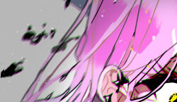1girl alien_stage black_blood blood blood_spray close-up commentary eyelashes mizi_(alien_stage) pink_hair sapphire_(nine) solo symbol-only_commentary thumbnail_collage yellow_eyes