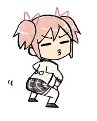 1girl ange_(angeban93) animated animated_gif ass_shake female_focus full_body hair_ribbon kaname_madoka lowres magical_girl mahou_shoujo_madoka_magica mahou_shoujo_madoka_magica_(anime) o3o pink_hair ribbon school_uniform short_hair simple_background skirt solo thighhighs twintails white_background white_thighhighs