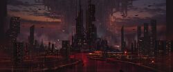 building cityscape cloud commentary_request evening highres megastructure miyoshi_nao_(miyoshist) no_humans original scenery science_fiction sky skyscraper