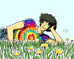 1boy cowboy_bebop d2071 hippie male_focus one_eye_closed smile spike_spiegel tagme