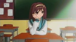 00s 1girl alternate_hairstyle animated animated_gif anime_screenshot braid brown_hair bun_cover classroom desk double_bun female_focus hair_bun hair_down hairband head_rest indoors long_hair lowres quad_tails roulette_animation same_face school school_desk school_uniform serafuku short_hair solo stop_motion_animation suzumiya_haruhi suzumiya_haruhi_no_yuuutsu time_lapse tri_tails twintails unconventional_media