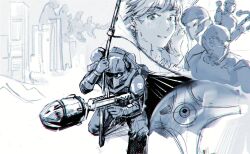 Rule 34 | character request, chromatic aberration, gun, helldiver (helldivers), helldivers (series), holding, holding weapon, military, over shoulder, seaf soldier (helldivers), shangxiazuoyou, sketch, tagme, weapon, weapon focus, weapon over shoulder