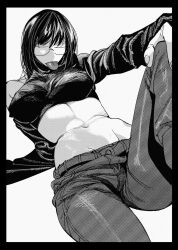 1girl glasses hachinuki_tetsuyo long_tongue she_(hachinuki_tetsuyo) short_hair tagme tongue