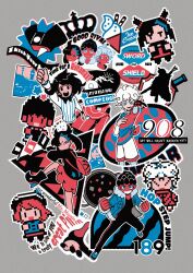 Rule 34 | :d, arm up, asymmetrical bangs, backpack, bag, bede (pokemon), closed mouth, commentary request, dynamax band, earrings, english text, eyelashes, gloria (pokemon), gloves, grey background, highres, hop (pokemon), ice cream cone, jewelry, leon (pokemon), limited palette, marnie (pokemon), nintendo, open mouth, partially fingerless gloves, pixel art, pokemon, pokemon swsh, rindadadaymg, shirt, short hair, shorts, silhouette, single glove, smile, standing, standing on one leg, teeth, twintails, undercut, upper teeth only