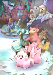 articuno cave clefable clefairy dewgong gen_1_pokemon golbat highres jynx lapras legendary_pokemon nintendo no_humans pokemon pokemon_(creature) seel slowbro toneko wartortle water zubat