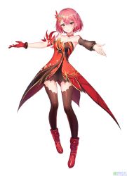 1girl bare_shoulders black_dress black_thighhighs boots breasts chiyu_(synthesizer_v) choker dress full_body gloves green_eyes hair_ornament looking_at_viewer medium5 multicolored_eyes non-web_source pink_hair red_boots red_choker red_dress red_eyes red_gloves short_hair simple_background single_glove small_breasts synthesizer_v tachi-e thighhighs thighhighs_under_boots transparent_background two-tone_eyes