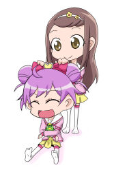 2girls brown_hair closed_eyes ehime_nao idol_time_pripara manaka_laala multiple_girls on_floor pretty_series pripara puroton tiara