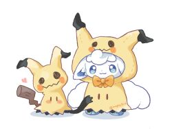 alolan_form alolan_vulpix blue_eyes bow closed_mouth cosplay creatures_(company) game_freak gen_7_pokemon heart hood hoodie kana_(maple926) mimikyu mimikyu_(cosplay) nintendo no_humans pokemon pokemon_(creature) smile standing