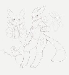 1girl :3 animal_ears animal_feet animal_nose barefoot body_fur claws cleft_of_venus closed_mouth cum cum_in_mouth cum_on_tongue digimon digimon_(creature) disembodied_penis english_text erection facial_mark fellatio fox_ears fox_girl fox_tail full_body furry furry_female grey_background greyscale hand_up hands_up happy heart highres kekitopu leg_tattoo legs looking_at_viewer monochrome multiple_views navel neck_fur nude open_mouth oral penis pussy renamon simple_background sketch snout split_mouth standing stomach tail tattoo tongue tongue_out uncensored