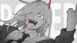 1girl artist_request chainsaw_man horns long_tongue power_(chainsaw_man) sharp_teeth tagme teeth tongue