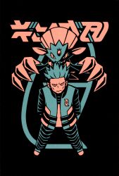 Rule 34 | 1boy, absurdres, arms behind back, black background, claws, closed mouth, commentary, cyrus (pokemon), english commentary, eyelashes, forehead jewel, full body, gen 4 pokemon, highres, male focus, nc empire (circle), nintendo, official art, pokemon, pokemon (creature), pokemon dppt, short hair, simple background, smile, spiked hair, standing, team galactic, third-party source, v-shaped eyes, weavile