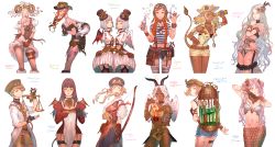 Rule 34 | 6+girls, :d, ^ ^, absurdres, ahoge, angel wings, animal ears, aquarius (zodiac), aries (zodiac), balance scale, bandage on face, bandaged arm, bandages, bare shoulders, belt, belt buckle, black choker, black gloves, black hat, black legwear, blue eyes, blue hakama, blue hat, blue shorts, bow (weapon), breasts, brown belt, brown choker, brown hat, bubble, buckle, burning, buttons, newsboy cap, cancer (zodiac), candle, capricorn (zodiac), chastity belt, chinese zodiac, choker, clock, closed eyes, closed mouth, cowboy shot, cross-laced clothes, cutoffs, dark-skinned female, dark skin, demon tail, demon wings, dress, eyewear on head, eyewear on headwear, facial mark, facing another, feathered wings, feathers, fingerless gloves, fingernails, fire, fishnet legwear, fishnets, forehead mark, frilled dress, frilled legwear, frills, fur-trimmed dress, fur trim, garter straps, gears, gemini (zodiac), glasses, gloves, goat horns, green eyes, green hair, hair intakes, hair ornament, hair ribbon, hakama, hakama short skirt, hakama skirt, hand on own hip, hand up, hat, highres, holding, holding bow (weapon), holding candle, holding letter, holding weapon, horns, huge filesize, japanese clothes, jewelry, juliet sleeves, jumpsuit, key, key necklace, kuroimori, lab coat, legs apart, legs together, leo (zodiac), letter, libra (zodiac), lion ears, lion girl, lion tail, lipstick, long fingernails, long hair, long sleeves, looking at viewer, low twintails, makeup, medium breasts, mermaid, miniskirt, mole, mole under eye, monocle, monster girl, multiple girls, muneate, nail polish, navel, necklace, off-shoulder dress, off shoulder, open mouth, orange eyes, orange hair, original, partially fingerless gloves, partly fingerless gloves, pince-nez, pink hair, pink ribbon, pisces (zodiac), pointy ears, puffy short sleeves, puffy sleeves, purple hair, red dress, red lips, red nails, red wings, ribbon, ring, sagittarius (zodiac), scissors, scorpio (zodiac), see-through clothes, sheep horns, shirt, short dress, short hair, short sleeves, shorts, showgirl skirt, simple background, skirt, sleeves rolled up, small breasts, smile, smoke, star (symbol), steampunk, straight hair, striped clothes, striped legwear, striped shirt, striped thighhighs, tail, tail raised, tattoo, taurus (zodiac), teeth, telescope, thigh strap, thighhighs, top hat, turtleneck, twintails, very long hair, vial, virgo (zodiac), wavy hair, weapon, weighing scale, white background, white dress, white hair, white wings, wings, yellow eyes, yugake, zettai ryouiki, zodiac