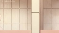 animated anime_screenshot bath black_hair blue_one-piece_swimsuit breast_press breasts cleavage collarbone damnshe_thicc kaguya-sama_wa_kokurasetai_~tensai-tachi_no_renai_zunousen~ long_hair medium_breasts medium_hair nipples nude_filter one-piece_swimsuit open_mouth red_eyes school_swimsuit shinomiya_kaguya shiny_skin sound steam swimsuit third-party_edit undressing video water wet