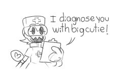 clipboard gloves hat heart heart-shaped_pupils highres latex latex_gloves nalfirstart nurse nurse_cap peacock_(skullgirls) skullgirls speech_bubble symbol-shaped_pupils