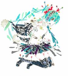 Rule 34 | 1girl, abstract, absurdres, aqua eyes, aqua hair, aqua nails, aqua necktie, black boots, black skirt, black sleeves, boots, clenched hand, closed mouth, collared shirt, commentary, detached sleeves, from side, full body, hair ornament, hands up, hatsune miku, headphones, headset, high heel boots, high heels, highres, jumping, long hair, looking at viewer, masking tape (medium), mixed media, multicolored eyes, necktie, poncho (ponpontyo 8), safety pin, sewing pin, shirt, sidelocks, sideways glance, skirt, sleeveless, sleeveless shirt, solo, star (symbol), symbol-only commentary, thigh boots, thighhighs, traditional media, twintails, unconventional media, very long hair, vocaloid, white background, white shirt, yellow eyes, zettai ryouiki
