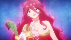 animated blonde_hair breasts cleavage farmagia large_breasts lisan_(farmagia) long_hair midriff nares_(farmagia) navel red_hair tagme video waving