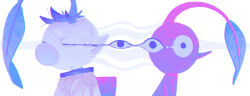 1boy back-to-back backpack bag big_nose black_eyes brown_hair closed_eyes colored_skin crying crying_with_eyes_open disembodied_eye from_side highres leaf messy_hair nintendo no_mouth olimar olimin parted_lips pikmin_(creature) pikmin_(series) pointy_ears pointy_nose red_bag red_pikmin red_skin short_hair spacesuit surreal teardrop tears upper_body very_short_hair white_background wide-eyed yu_pikmin
