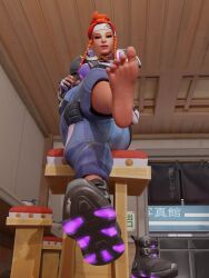 absurdres brigitte_(overwatch) feet highres overwatch overwatch_2 shoes smelly_feet unworn_shoes
