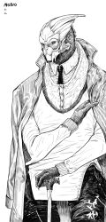Rule 34 | 1boy, alien, alternate costume, cane, formal clothes, garrus vakarian, highres, mass effect (series), solo, solo focus, tumblr, turian, yu-chunsam