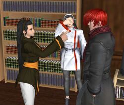 3d black_hair kagura_chizuru kagura_maki maki_kagura priestess red_hair siblings sisters snk the_king_of_fighters the_king_of_fighters_xv twins xnalara yagami_iori