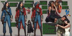 1girl 2boys aiming american_flag armor bandana baseball_bat belt black_dress black_hair blue_bodysuit blue_hood bodysuit boots bowler_hat breasts brown_boots cleavage closed_eyes coat corpse dress english_text extra_arms fallout fallout_4 ghoul_(fallout) goggles gun hand_on_another&#039;s_waist handgun hat high_heels highres hood john_hancock_(fallout) long_hair medium_hair military_uniform multiple_boys no_nose pauldrons pip_boy red_bandana red_coat red_lips rifle sara_cooley scarf short_hair shoulder_armor simple_background single_pauldron sole_survivor_(female) sole_survivor_(male) thumbs_up tricorne vault_suit weapon white_scarf