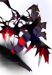 colored_skin dragon gen_4_pokemon giratina giratina_(altered) glowing grey_skin highres kamikiririp legendary_pokemon nintendo no_humans pokemon pokemon_(creature) solo torn_wings white_background wings