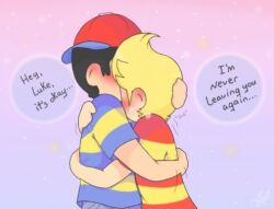 bad_tag black_hair blonde_hair child hat hug lucas_(mother_3) mother_(series) mother_2 mother_3 ness_(mother_2) nintendo red_hat shirt shota sonny_(artist) striped_clothes striped_shirt super_smash_bros. yaoi