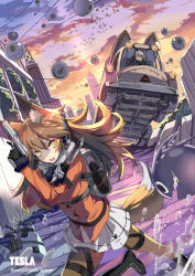 Rule 34 | &gt;:d, &gt;;d, 10s, 3girls, :d, ;d, absurdres, animal ears, backpack, bag, belt, big boss, big boss (cosplay), black gloves, blonde hair, boots, bow, bowtie, cellien (kemono friends), city, combat knife, cosplay, day, driving, dutch angle, eyepatch, ezo red fox (kemono friends), fox ears, fox tail, gloves, grey hair, gun, hair between eyes, handgun, hands up, headphones, highres, holding, holding gun, holding knife, holding weapon, jacket, japari bus, kemono friends, knife, long hair, long sleeves, looking at viewer, lucky beast (kemono friends), metal gear (series), motor vehicle, multiple girls, name connection, one-eyed, one eye closed, open mouth, outdoors, overgrown, pantyhose, pleated skirt, qihai lunpo, running, silver fox (kemono friends), skirt, sky, smile, splashing, steering wheel, tail, twilight, utility belt, v-shaped eyebrows, water, weapon, yellow eyes
