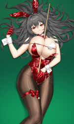 Rule 34 | 1girl, absurdres, animal ear hairband, animal ears, azur lane, between breasts, billiards, black hair, bow, bowtie, breasts, cue stick, fake animal ears, gloves, hairband, highres, holding cue stick, huge breasts, latex, latex gloves, latex leotard, leotard, long hair, official alternate costume, on table, pantyhose, pixel (yuxian), playboy bunny, pool table, rabbit ear hairband, rabbit ears, red bow, red bowtie, red eyes, red leotard, solo, strapless, strapless leotard, table, taihou (azur lane), taihou (fun on the baize) (azur lane), undersized breast cup, very long hair, white wrist cuffs, wrist cuffs