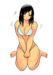 Rule 34 | 1girl, abs, bikini, black hair, breasts, covering privates, embarrassed, fujita kakuji, large breasts, nave, swimsuit, tagme