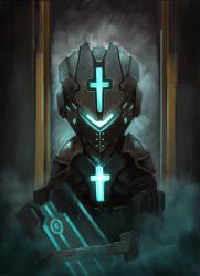 absurdres armor castle_crashers crossover dead_space dead_space_2 helmet highres no_humans parody shield sword weapon
