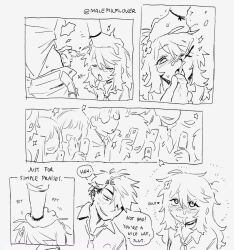 1boy 1girl audience comic cum cum_on_body degrees_of_lewdity ejaculation english_text facial handjob headpat hetero male_masturbation masturbation penis player_character_(degrees_of_lewdity) player_character_(female)_(degrees_of_lewdity) taking_picture tnso whitney_(degrees_of_lewdity) whitney_(male)_(degrees_of_lewdity)