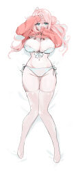 Rule 34 | 1girl, absurdres, ahoge, aqua eyes, armpit peek, ash (cat7evy), bikini, blush, bow, bow bikini, breasts, cameltoe, commentary, covering own mouth, double bun, fingernails, front-tie bikini top, front-tie top, full body, gluteal fold, groin, hair bun, heart, heart ahoge, highres, hood, hoodie, huge breasts, long hair, long sleeves, looking at viewer, nail polish, original, pink hair, pink hoodie, pink nails, side-tie bikini bottom, signature, sleeves past wrists, solo, sweat, swimsuit, thighs, white background