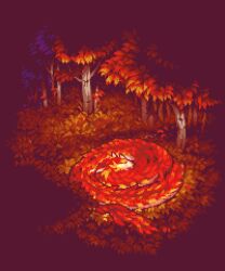 animal_focus animated animated_gif autumn_leaves closed_eyes dragon eastern_dragon forest from_above jon_davies leaf looping_animation nature no_humans open_mouth original outdoors pixel_art sleeping solo tail tree yawning