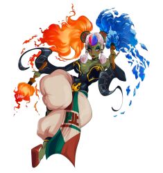 breasts cameltoe colored_skin covered_erect_nipples green_skin highres large_breasts monster_girl nintendo pointy_ears the_legend_of_zelda the_legend_of_zelda:_ocarina_of_time twinrova