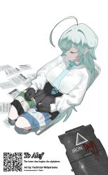 Rule 34 | absurdres, blood, blue archive, corpse, death, flag, highres, israel, izaru 31, needle, no halo, palestine, papers, qr code, scattered paper, sewing, sewing needle, shield, yume (blue archive)