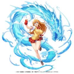 1girl breasts green_eyes ikkitousen kamihime_project_r large_breasts long_hair official_art orange_hair skirt solo sonsaku_hakufu
